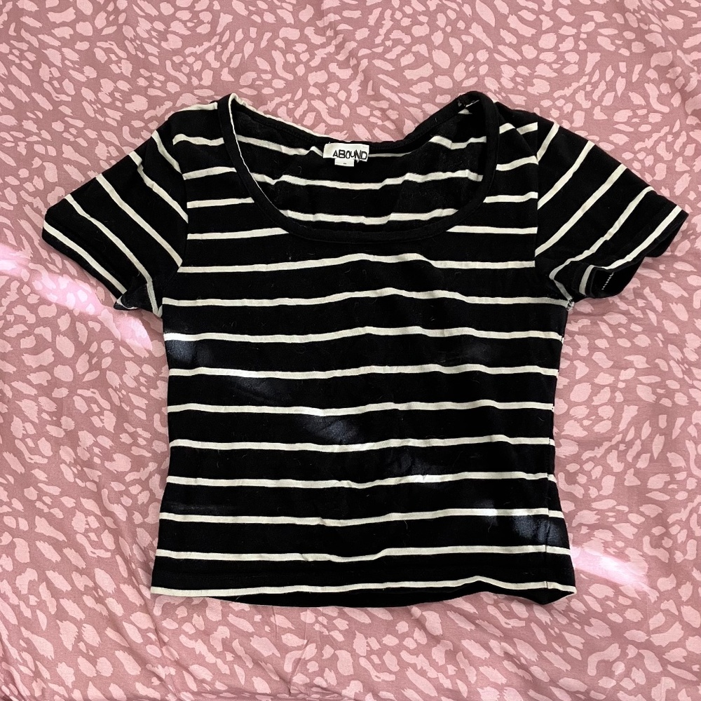 Black & White Striped Crop Top